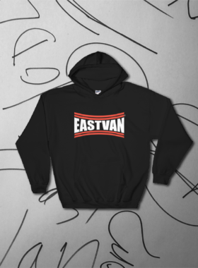 East Van Red Bar Black Pouch Hoodie